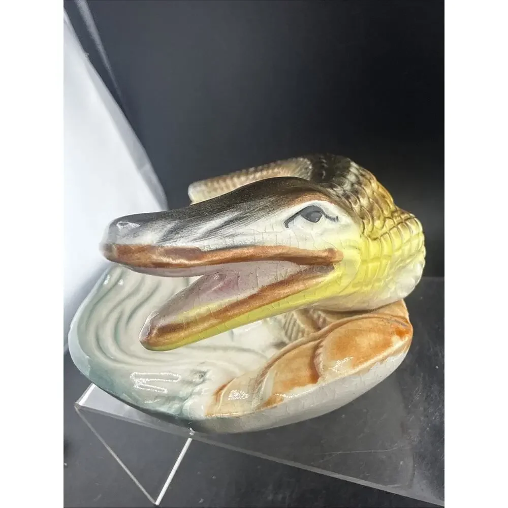 Vtg Giftcraft GF Japan Florida Alligator Souvenir Ceramic Ashtray Trinket Dish